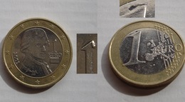 N. 82 ERRORE EURO !!! 1 € 2002 AUSTRIA ESCRESCENZA DI METALLO SUL VALORE !!! - Variétés Et Curiosités