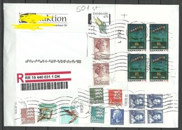 DENMARK Dänemark 2020 Registered Letter With 18 Stamps - Brieven En Documenten