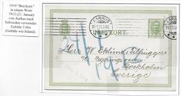 DANEMARK - 1913 - CP ENTIER TYPE FREDERIK VIII De AARHUS => STOCKHOLM (SUEDE) - Postal Stationery