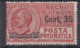 REGNO D'ITALIA POSTA PNEUMATICA 1927 TIPO DEL 1913-23  SOPRASTAMPATO SASS. 11 MLH VF - Poste Pneumatique