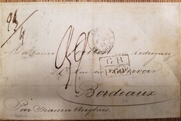 O) 1861 ARGENTINA - BUENOS AYRES, FRENCH MARITIME MAIL, G. B.  - CALAIS, RATE MANUSCRIPT , PREPHILATELY, TO BORDEAUX - Briefe U. Dokumente