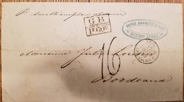 O) 1858 ARGENTINA - BUENOS AYRES,PREPHILATELY, FRENCH MARITIME MAIL, G. B.  - CALAIS, RATE MANUSCRIPT , BUNCE BORNEFELD, - Lettres & Documents