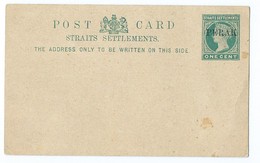 3317 - Entier Postal Post Card Straits Settlements Surchargé PERAK Vierge - Perak