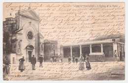 CPA HERAULT.MAUGUIO.L'EGLISE ET LA HALLE - Mauguio