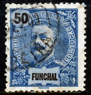 !										■■■■■ds■■ Funchal 1897 AF#19ø King Carlos Mouchon 50 Réis Blue 12,5 (x7432) - Funchal