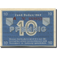 Billet, Allemagne, Baden, 10 Pfennig, 1947, KM:S1002a, SPL - Other & Unclassified