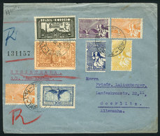 BRAZIL: Registered Cover Sent From Rio To Germany On 29/MAR/1935, With Spectacular Postage Of 8 Commemorative Stamps (7  - Autres & Non Classés