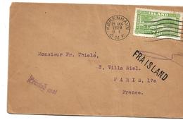 Isl068 / ISLAND - (Facit 168) 1929 FRA ISLAND  Per Drucksache Nach Frankreich - Lettres & Documents