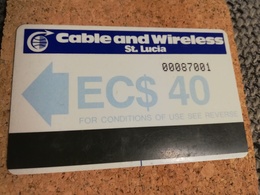 ST LUCIA    $ 40 CABLE & WIRELESS FIRST ISSUE MAGNET CARD   Prepaid    Fine Used Card  ** 220** - Saint Lucia