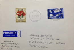 Finland, Circulated Cover To Portugal, "Flags", "Flora", "Flowers", 2008 - Covers & Documents