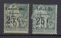 Nossi-Be 1891 Yvert#14 Both Types, MNG, Second Stamp With Tear - Neufs