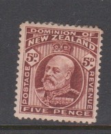 New Zealand SG 391a 1909 King Edward VII Five Pence Red Brown,brown Gum,mint Hinged - Nuovi