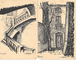 Auberge Provençale De Jeunesse, Allauch - Lot De 2 Illustrations De L. Cadenel (Entrée Et L'Escalier) - Allauch