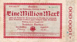 GERMANY 1 MILLION MARK 1923 -CIRCOLATED - Zwischenscheine - Schatzanweisungen