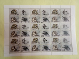 USSR Russia 1990 Sheet ZOO Relief Fund Birds Bird Animals Aquila Eagles Eagle Fauna Nature Stamps Mi 6079-81 Edge Folded - Full Sheets