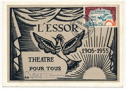 TUNISIE - Carte Maximum - L'Essor, Théâtre Pour Tous - 1955 - Covers & Documents