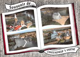 Souvenir De ... CHATEAUNEUF-sur-SARTHE - L'Eglise - Château De La Verouillère - L'Ecluse - Vue Panoramique- Livre Ouvert - Chateauneuf Sur Sarthe