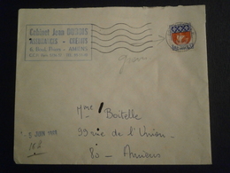 FRANCE BLASON PARIS 1354B ENVELOPPE LETTRE LETTER COVER PLI GREVE GREVES POSTALE EVENEMEMENT 1968 AMIENS SOMME - Documents