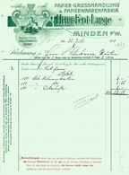 MINDEN I W 1909 Rechnung Besonders Deko " Heinr.Ferd.Lange - Papierwaarenfabrik U Großhandlung " - Druck & Papierwaren