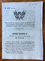 R.UNIVERSITA' DI BOLOGNA - REGIO DECRETO 14/1/1872 ( ORIGINALE)  " MODIFICAZIONE PIANTA ORGANICA STABILIMENTI.." - Décrets & Lois