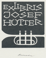 Ex Libris Josef Hütter - Roland Roveda (1928-2013) Gesigneerd - Bookplates