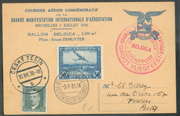 Carte Courrier Aérien Commémoratif Affr; Mixte Belgique Tchécoslovaquie Dc Rouge GRANDE FETE AERONAUTIQUE BELGICA 5-7-19 - Andere & Zonder Classificatie