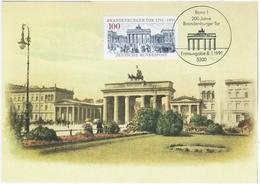 Germany Deutschland 1991 Maximum Card, 200 Jahre Brandenburger Tor, Bonn - 1981-2000