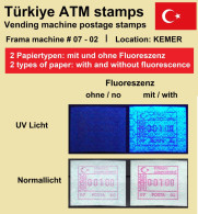 Türkei Türkiye Frama ATM 07-02 / Kemer / Je 1x Mit Und Ohne Fluoreszenz MNH / Automatenmarken - Automaten