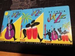 SAINT LUCIA  $10, $20 ,$40   ST LUCIA JAZZ FESTIVAL 1997  COMPLETE SET 3 Cards New  Logo C&W ** 513 ** - Saint Lucia