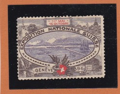 VIGNETTE     "  EXPOSITION NATIONALE SUISSE à GENEVE  - 1 MAI / 15 OCT 1896 "  Neuf Sans Gomme - REF 9633 - Sonstige & Ohne Zuordnung