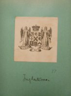 Ex-libris Héraldique XIXème - Angleterre - Devise "Comme Je Fus" - Ex Libris