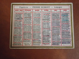 Calendrier, 1905,  IMPRIMERIE PIERRE DUMONT, Limoges, Type Recto Verso - Klein Formaat: 1901-20