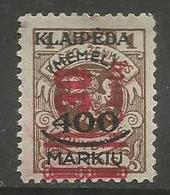 Klaipeda (Memel) - 1923 Arms Surcharges 30/400/1 MH * - Nuovi