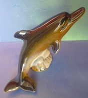 Amazing Vintage Handmade Ceramic Dolphin Figurine Glazed Decor Collectibles - Fische