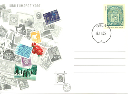 Norway 2005 Postcard For 150 Years Anniversary First Stamp, With Imprinted Stamp 4 Shilling Blue, Cancelled 17.11.05 - Lettres & Documents