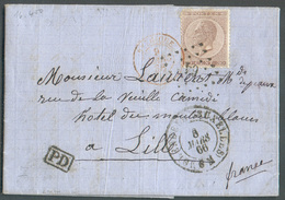 N°19 - 30 Centimes Brun Obl. LP.64 Sur Lettre De MOLENBEEK (BRUXELLES) Le 8 Mars 1866 Vers Lille - 15351 - 1865-1866 Perfil Izquierdo