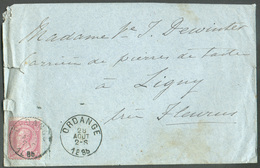 N°46 - 10 Centimes Carmin Obl. Sc ORDANGE Sur Lettre Du 258 Août 1895 Vers Ligny - 15353 - 1884-1891 Leopold II
