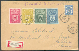 Affr. Type AMOIRIES INDUSTRIES (MECHELEN, DINANT, OOSTENDE Et VERVIERS) Sur Lettre Recommandée De BRUXELLES Le 25-II-194 - Briefe U. Dokumente