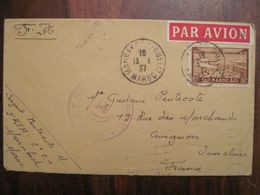 MAROC 1937 2e RTM France Marrakech GUELIZ Avignon Franchise FM Militaire Enveloppe Cover Colonie Air Mail Tirailleurs - Storia Postale