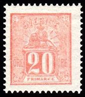 1862 - 1869. Lying Lion. 20 öre Vermilion. Reprint 1885. Only 2000 Issued. LUX. (Michel ND 16b) - JF100773 - Unused Stamps