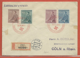 BOHEME ET MORAVIE LETTRE RECOMMANDEE DE 1942 DE PRAGUE POUR COLOGNE ALLEMAGNE - FDC