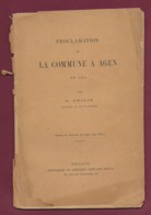 200320B - Opuscule Fin XIXème PROCLAMATION DE LA COMMUNE A AGEN Par G THOLIN - Envoi De L'auteur Signature - Aquitaine