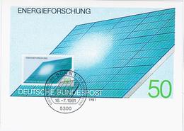 Germany Deutschland 1981 Maximum Card, Energierforschung, Solar Battery, Energy Research, Bonn - 1981-2000