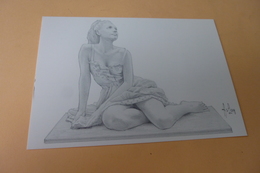 BELLE ILLUSTRATION SEXY .."CROQUIS D'ETUDE POUR UNE STATUETTE" - Aslan