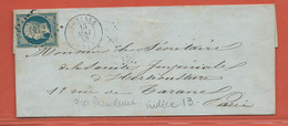 FRANCE LETTRE DE 1853 DE GONESSE POUR PARIS - 1852 Louis-Napoleon