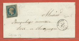 FRANCE LETTRE DE 1854 DE HOUDAN POUR TROYES - 1852 Louis-Napoleon