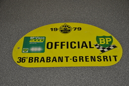 Rally Plaat-rallye Plaque Plastic: 36e Brabant-grensrit OFFICIAL 1979 RAC-zuid BP - Rallyeschilder