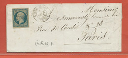FRANCE LETTRE DE 1854 DE L'ISLE ADAM POUR PARIS - 1852 Louis-Napoleon