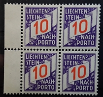 LIECHTENSTEIN  1928, Nach Porto / Taxe / Postage Due, BLOC De 4 , 10 R , Yvert N° 14, Neuf ** / MNH, LUXE !! - Postage Due