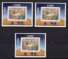 Zaire 1990, Noël 1990, 3 X  BF 68**, Cote 15 € - Ungebraucht